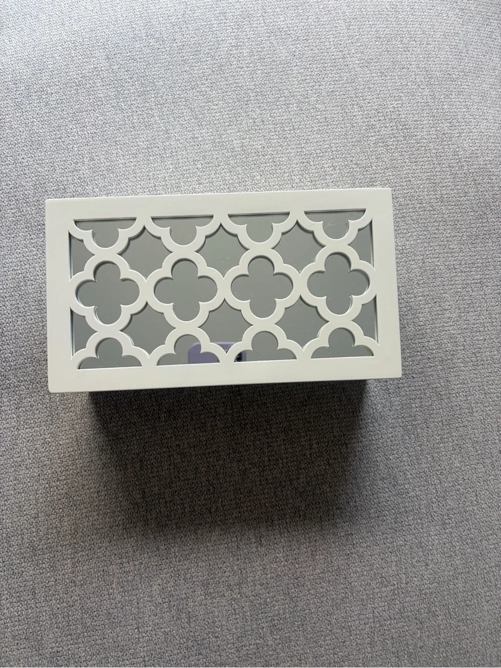 White Jewelry Box with Front Mirror Design